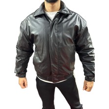 Bay Barkod Giyim Bomber Spor Deri Cepli Siyah