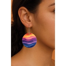 Nurdic Kadın Küpe Desenli Stilist Kancalı 3.5X5CM Yuvarlak Şeffaf Küpe Amber