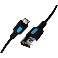 Misda Store Coral Micro USB Hızlı Şarj Kablosu (Siyah + Mavi/siyah Uç) (120 Cm)