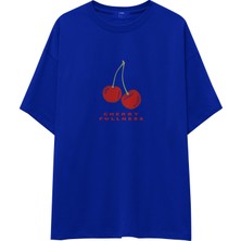 The Lucid Lab Cherry Fullness Oversize Tişört - Mavi