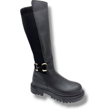 Şanzelize K-46-26 Anatomik Cilt Deri Tokalı Fermuarlı Kadın Çizme