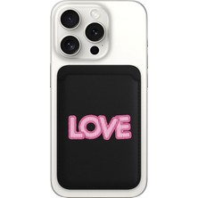 Nurdic iPhone 11 12 13 14 15 16 17 Pro Max Plus Air Magsafe Mıknatıslı Siyah Kartlık Love