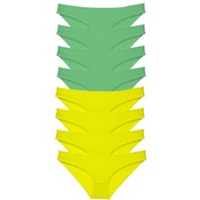 MELENERS 8 Adet Süper Eko Set Likralı Kadın Slip Külot Sarı Yeşil