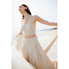İkikız  Keten Bandeau Bluz