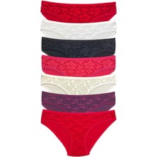 MELENERS 7 Adet Önü Dantelli Transparan Kadın Slip Külot S1