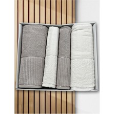 Çeyiz Diyarı Sevgi Hamam Takımı 4 Parça Krem - Bej