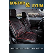 Fiat Egea Stw Deri Oto Koltuk Kılıfı Ön Arka Set Plus Serisi Siyah Kırmızı Scr