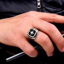 Takı925 925 Ayar Gümüş Deniz Çapası Pusula Model Erkek Yüzük