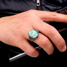 Takı925 925 Ayar Gümüş Firuze Taşlı Model Erkek Yüzük
