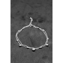 Oya Silver Çift Zincirli Nokta Figürlü Gümüş Bileklik