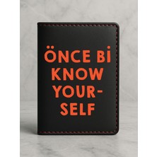 Nurdic Ruhsat Koruyucu Baskılı Kart Bölmeli Siyah Vinlex Deri Ruhsat Kabı Kılıfı Know Yourself