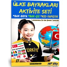 Enine Boyuna Eğitim Ülke Bayrakları Aktivite Seti (Kes-Yapıştır, Bak-Çiz, Bak-Boya)