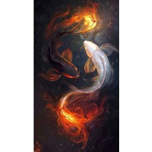 Aydın Garage Japon Balıkları Kapı Direk Kaplama Folyosu Baskılı Sticker Sağ-Sol 2 Adet 22*50 cm