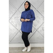 Pys Giyim Kadın Düğme Taş Detaylı Biyeli Tesettür Tunik