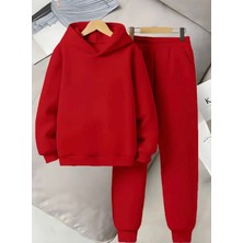 Punix Kids Punıx Kıds Özel Üretim Kapüşonlu Baskısız Düz Renk 3 Iplik %100 Pamuk Kız-Erkek Çocuk Kışlık Eşofman Takımı