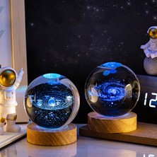 Keyfim Shop Kişiye Özel Işıklı Ahşap 2\'li Kristal Cam Küre 8*6cm