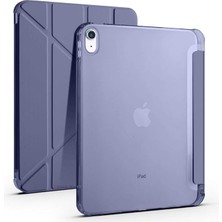 iPad (A16) 11INÇ 2025 Uyumlu Kılıf Üçgen Tri Folding Kalem Bölmeli Standlı Kılıfı A3355 Levender