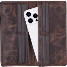 MCM Group Aura Hakiki Deri, El Yapımı, Telefon Bölmeli, Kadın Cüzdanı, Koyu Kahve