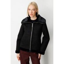 Ekol Kadın Içi Peluşlu Güderi Mont 8005 Siyah