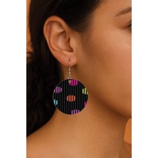 Nurdic Kadın Küpe Desenli Stilist Kancalı 3.5X5CM Yuvarlak Şeffaf Küpe Geraldine