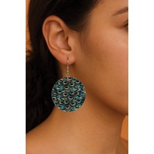 Nurdic Kadın Küpe Desenli Stilist Kancalı 3.5X5CM Yuvarlak Şeffaf Küpe Camellia