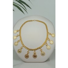 Xtakı 10 Çeyrekli Kolye, Çeyrek Altın Zincirli Kolye, Kilitli Çeyrek Takılabilir Kolye, Balık Sırtı Kolye ,xtaki ,5i Biryerde