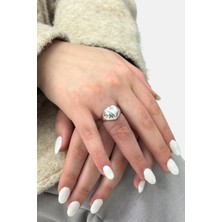 Oya Silver Cilalı Kalp Modern Tasarım Gümüş Kadın Yüzük