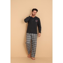 Wordex Flk 7014 Interlok Kışlık Ekose Pijamalı Erkek Pijama Takımı
