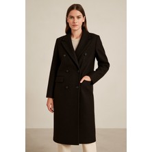 Setre Acı-Kahve Asimetrik Kapama Düğme Ve Cep Detaylı Uzun Kaban