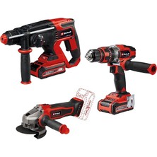 Power X-Change Akülü Alet Seti (Akülü Avuç Taşlama Te-Ag 18/115-2 Li, Akülü Darbeli Vidalama Te-Cd 18/48 Li-I, Akülü Pnömatik Matkap Te-Hd 18/20 Li, 2 x 3.0 Ah Akü, Şarj Cihazı)