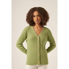 Ftz Women Kadın Saç Örgülü Hırka  Fıstık Yeşili 25238