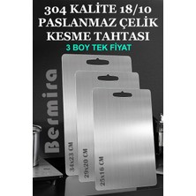 Bermira Home Collection 3 Boy 18/10 Paslanmaz Çelik Kesme Tahtası | 3 Al 2 Öde Fırsatı!