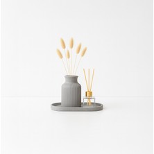 Tuffy Design Iskandinav Tarzı Beton Dekoratif Vazo, Sunumluk ve Oda Kokusu Set - Gri