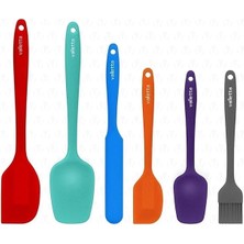 Isıya Dayanıklı Yanmaz Yapışmaz Silikon Spatula Seti 6 Parça Karışık Renkli