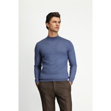 Kiğılı Yarım Balıkçı Yaka Regular Fit Yünlü Basic Örme Triko Kazak