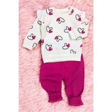 Dinamik çocuk Kız Bebek/çocuk Kalpli Omuzdan Çıtçıtlı Bebek Takımı 2li Alt Üst Mevsimlik Aylık 3-6-9-12AY