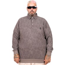 Mode Xl Battal Beden Polo Yaka Sweatshirt Desenli U24440