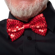 MCM Group Gece Işıltısı Kırmızı Payetli Pullu Papyon 7x2 cm