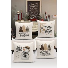 Bertille Home Yılbaşı Serisi Çift Tarafı Dijital Baskılı  4'lü Kırlent Kılıfı Seti (Christmas Noel Cushion Cover)