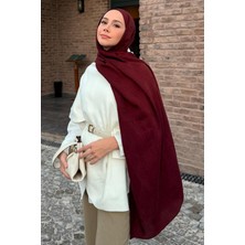 Carell Feyza'nın Tercihi Monogram Desen Liora Pamuk Şal Bordo