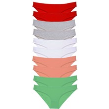 MELENERS 10 Adet Süper Eko Set Likralı Kadın Slip Külot Kırmızı Gri Beyaz Pudra Yeşil