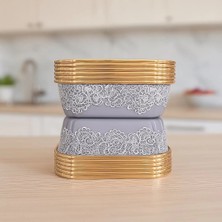 Supertrend Premium Gri Desenler Kare Tatlı Kase 12LI