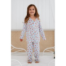 Lilabio Bambu Kumaş Önden Düğmeli Kız Çocuk Pijama Takımı