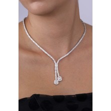 Gümüş Pazarım Su Yolu Süzme Baget Taşlı 925 Ayar Gümüş Kolye