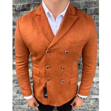Sabri Zengin Erkek Süet Kruvaze Slim Fit Ceket