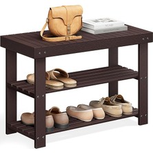 Ayakkabı Rafı Tezgahı, 3 Katmanlı Bambu Ayakkabı Depolama Düzenleyici, Giriş Tezgahı, 250 Lbs'ye Kadar Tutar, 25 x 27,6 x 40,8 Cm, Giriş Yolu Banyo Yatak Odası Için, Kahverengi ULBS04Z