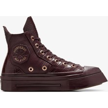 Converse Chuck 70 De Luxe Squared Unisex Bordo Deri Platform Sneaker