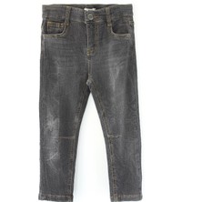 DobaKids Eskitme Detaylı Unisex Bebek Denim Pantolon Siyah Unisex Bebek Kot Pantolon