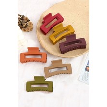 H&E Design Kadın 4'lü Gri Büyük XL Mandal Toka Seti Şık Desenli Günlük Kullanım İçin