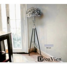 Decovien Tüy Başlıklı Tripod Ayaklı Dekoratif Lambader – 164 cm